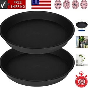 Elegant 14'' Black Plant Trays, Heavy Duty Saucers for Flower Pots (2 Pack) - Picture 1 of 9