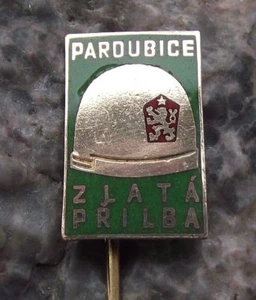 Antique Pardubice Czech Golden Helmet Motorbike Speedway Competition Pin Badge - Picture 1 of 2