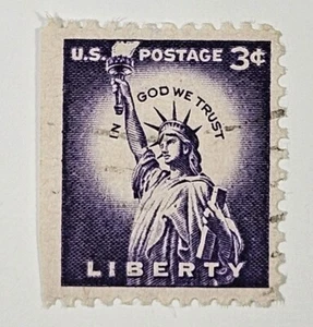 Rare US POSTAGE STAMP 3 Cent USED Lady Statue Of Liberty No Perforation Leftside - Picture 1 of 2