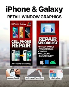 Spécialiste de la réparation de téléphone portable bannière affiche panneau ordinateur iphone ipad ipod - Photo 1/8