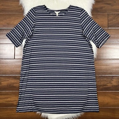 Blusa túnica Eileen Fisher feminina tamanho grande listra azul cinza mais longa - Imagem 1 de 4