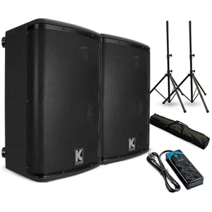 Kustom PA KPX12A 12" Powered Loudpeaker Pair with Stands and Power Strip - Picture 1 of 8