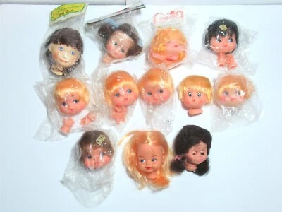 Vintage Lot Craft Doll Making Parts Baby & Girl Heads w Hair Some Hands - Image 1 of 4