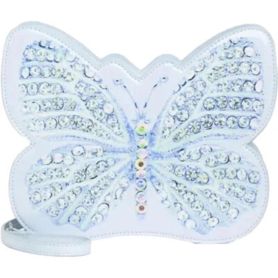 Betsey Johnson Kitsch Butterfly Rhinestone Printed Blue Faux Leather Crossbody - Image 1 of 4