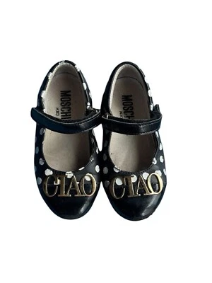 Moschino Little Kids size 23 US 6.5T Polka Dot Black Mary Jane Shoes Girls - Image 1 of 4