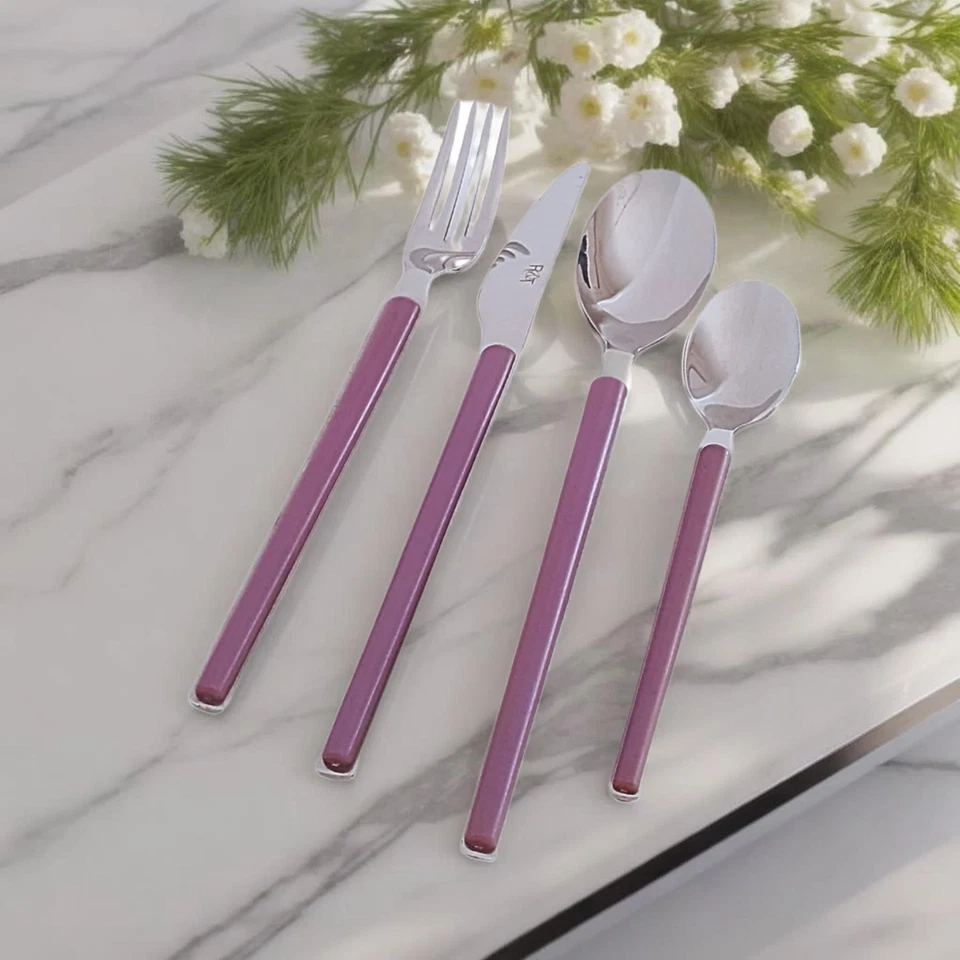 Rose&Tulipani cuberteria de mesa 24 piezas acero inoxidable mangos de plastico - Imagen 1 de 4