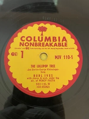 Columbia MJV 110 - 78rpm Record - Burl Ives (The Lollipop Tree) Kids Record - Image 1 of 4
