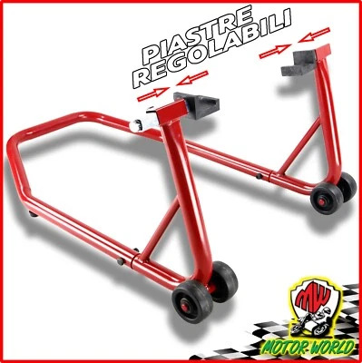 LG-MOTOR Cavalletto ROSSO alza moto posteriore universale con attacchi a Piastre