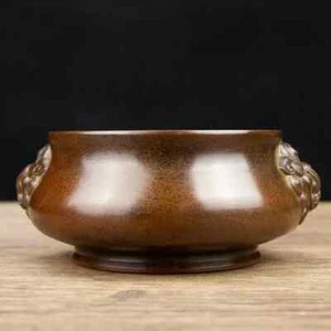 16,5 cm Chinesisches Bronze Räuchergefäß Alt Messing Räuchergefäß Tier Sammlung Deko - Bild 1 von 9
