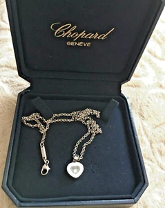 CHOPARD HERZ COLLIER 750 WEISSGOLD 18K HAPPY DIAMONDS SET WIE NEU 42 cm 💕 - Bild 1 von 20