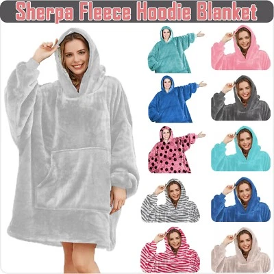 Hoodie Blanket Oversized Soft Sherpa Fleece Ultra Plush Hooded Giant Sweatshirt - Image 1 of 4