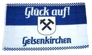Gelsenkirchen Fahne "GLÜCK AUF" Flagge Rhurpott Fan mit Messingösen zum Hissen - Picture 1 of 1