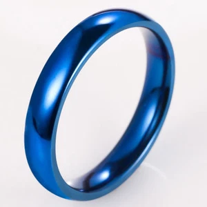 US SELLER Stainless Steel Polished Wedding Engagement Band PINKIE Blue Size 4.5 - Picture 1 of 3