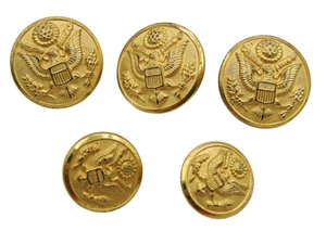 Lot of 5 Vintage Waterbury Co Conn Military Brass Eagle Anchor Buttons 2 Sizes - Picture 1 of 9