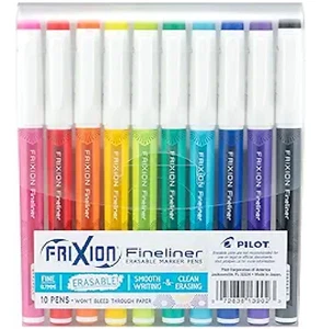 Pilot FriXion Fineliner Erasable Marker Pens Fine Point .5 mm Pack of 10 - Picture 1 of 3