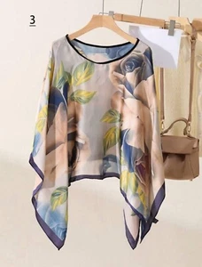 Classy Fine Quality Silk Feel Kaftan /Kimono /Tunic Poncho Womens Free Size - Picture 1 of 6