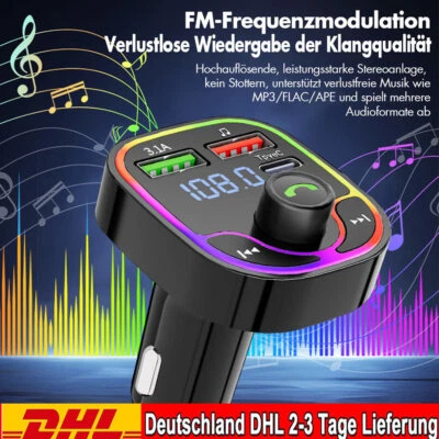 Zigarettenanzünder Auto Bluetooth FM Transmitter Radio Adapter 2 USB Ladegerät - Bild 1 von 4