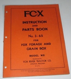 Fox WB Caja de Forraje y Granos Operadores Manual de Instrucciones y Piezas Catálogo ¡ORIGINAL! - Imagen 1 de 3