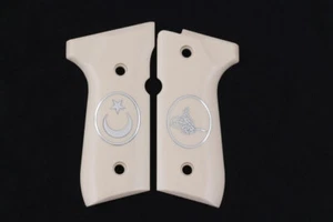 KSD Brand Beretta 92FS, 92A1, 92G, 92D, 96, M9 Compatible Ivory Acrylic Grips - Picture 1 of 1