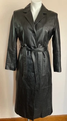 Gabardina plumero largo de cuero negra Wilson forro con cremallera aislante S Foto 1 de 4