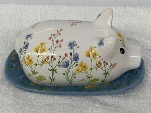 GIBSON HOME FLORAL, LIFE ON THE FARM --- PIG BUTTER DISH - Picture 1 of 3