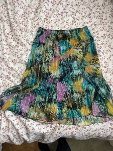 Boho Skirt By Michelle Hope Size 10 / 12 Peacock Colourful Midi Skirt Mesh Lace - Picture 1 of 10