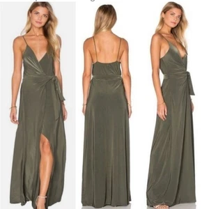 Neu ohne Etikett Misa Los Ángeles Veronika Maxikleid Wickeloptik zum Binden schwarz Größe Large - Bild 1 von 6