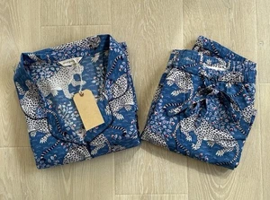 Print Fresh Blue Bagheera Pajama Set Shirt and Shorts 5XL - Picture 1 of 12