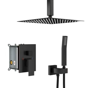 Aurora Decor ACAD Single-Handle 2-Spray Square Shower Faucet 12 in. Ceiling Dual - Picture 1 of 8