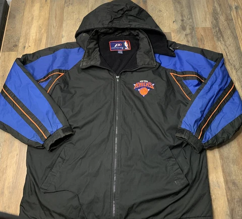 VTG Pro Player New York Knicks Jacket Size XL NBA Black Coat Flaws Cover