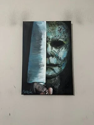 Michael Myers w/ Knife Halloween Movie 12" x 18" Pop Art Painting Chris Cargill - Image 1 of 4