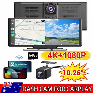 4K 10.26" Touch Dash Camera Cam Dual Car Recorder for CarPlay Android Auto OZ - Picture 1 of 10