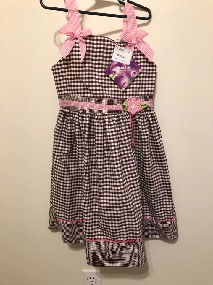 Nuevo con etiquetas Vestido Blueberi Boulevard Niñas Marrón Cuadros Talla 8 Foto 1 de 4