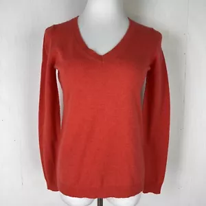 Theory Small Red Brandish Cashmere Long Sleeve V-Neck Pullover Sweater Womens - Picture 1 of 6