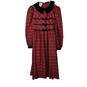NWT Jessica Ann Kids Dress Red Plaid Black Sz 14 - Picture 1 of 4