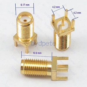 SMA Buchse Panel Halterung Buchse PCB Löten Quadrat gleich RF Stecker 10,9 mm - Bild 1 von 6