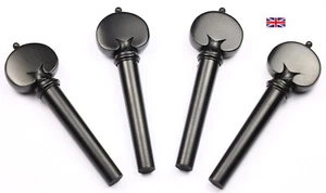 Finest Quality Ebony Violin Peg Set - Heart Model with Ebony Trim - Picture 1 of 3