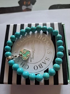 Thomas Sabo Blue Bead Bracelet With Map Heart Fully Hallmarked 6.5" Length  - Picture 1 of 9