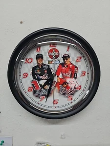 Dale Earnhardt & Dale Jr. Coca-Cola Collector Clock - approx. 9” TESTED. - Picture 1 of 1