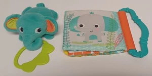 Bright Starts Teethe & Read Toy Book Teether Crinkle Safari w/Elephant Toy - Picture 1 of 5