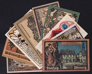 1921 Germania Notgeld lotto 10 banconote cartamoneta emergenza vintage collezione 1 - Foto 1 di 4