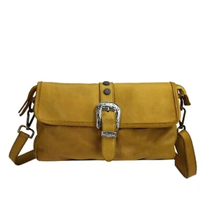 Tasche Sun Vintage Leder Italienische Geflochten Gewaschene Italy AT Gelb - Picture 1 of 3