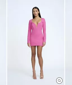 By Johnny Whitney Dress Size 10 Long Sleeve Bodycon Mini Hot Pink Party - Picture 1 of 12