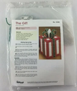 Christmas Needlecraft 15361 Kit Holiday Gift Box Wrapped in Red, Green & White - Picture 1 of 8