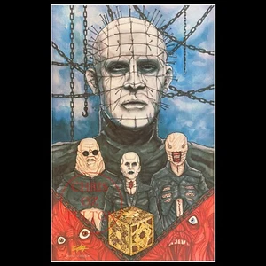 Hellraiser Movie Pinhead Clive Barker Poster Print Signed Artist Chris Oz Fulton - Picture 1 of 1