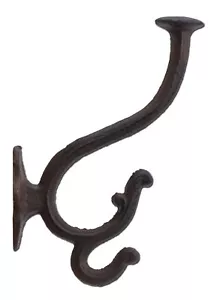Decorative Triple Wall Hook Cast Iron Coat Hat Scarf Hanger - Picture 1 of 3