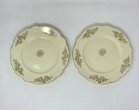 Vintage Homer Laughlin 9.5" Luncheon Plate Two Piece Set Golden Rose Marigold Sh
