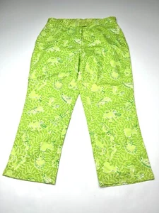 Lilly Pulitzer Girls Green Floral Squirrel Print Capri Pants Sz 14 VTG - Picture 1 of 12