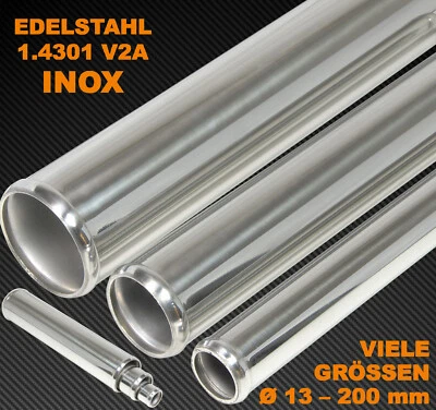 1m EDELSTAHLROHR Rohr Edelstahl FDA poliert gebördelt SS304 Lebensmittel 1.4301 - Bild 1 von 4