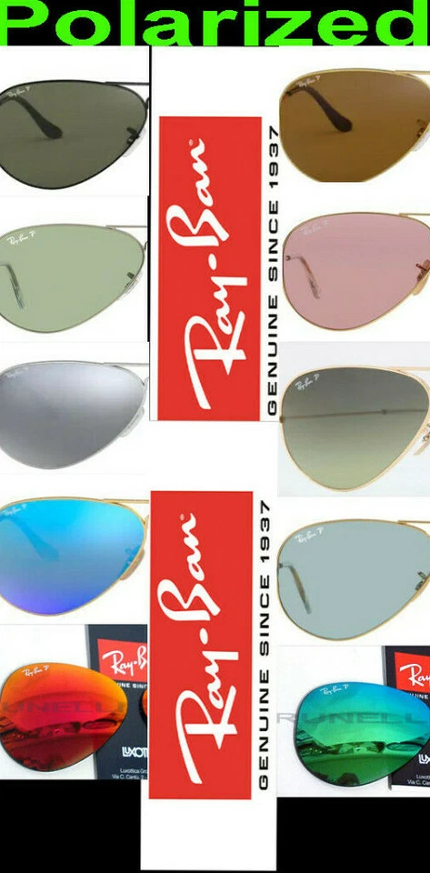 Ray Ban lenti ricambio Polarizzate 3025 aviator  colori vari  spedizione in 7gg - Immagine 1 di 1